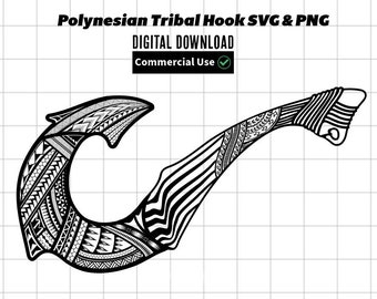 May include: Black and white Polynesian tribal hook design. The hook is a traditional symbol of strength and good luck. This digital download is perfect for crafting projects, home decor, and more.