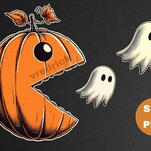 Pac-Man Pumpkin Digital File , Funny POD graphic, Funny Arcade Halloween  png, Cute Halloween Pumpkin  SVG & PNG