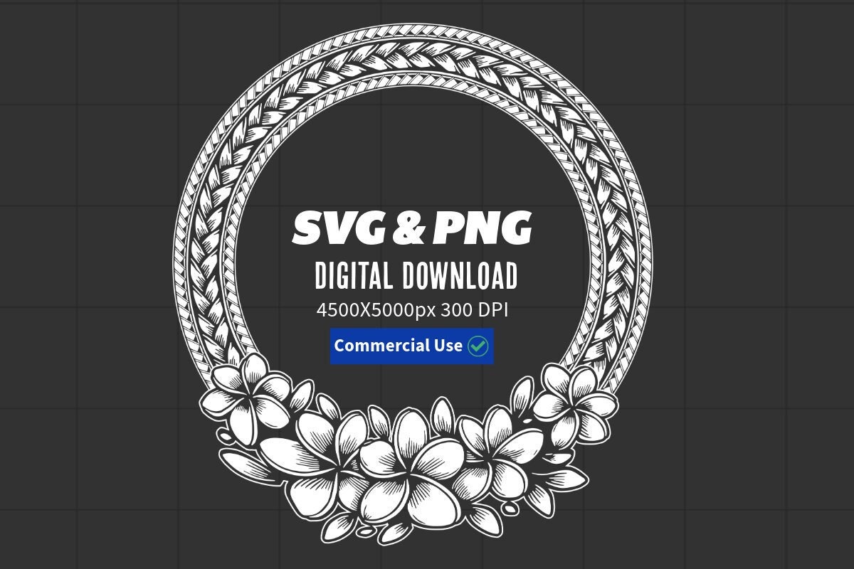 Polynesian Tribal Circle SVG PNG | Hibiscus Flower Frame | Digital File ...