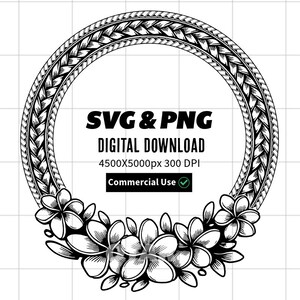 Polynesian Tribal Circle SVG PNG | Hibiscus Flower Frame | Digital File ...