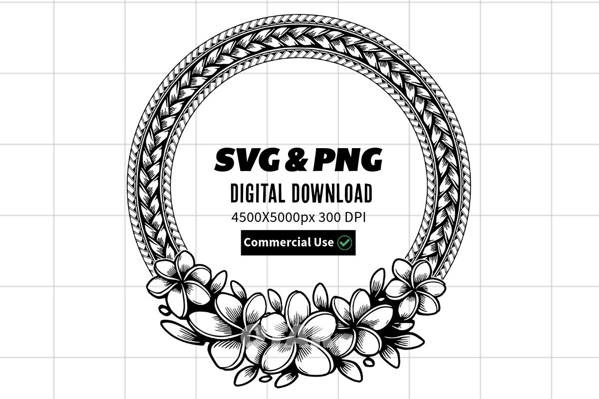 Polynesian Tribal Circle SVG PNG | Hibiscus Flower Frame | Digital File ...