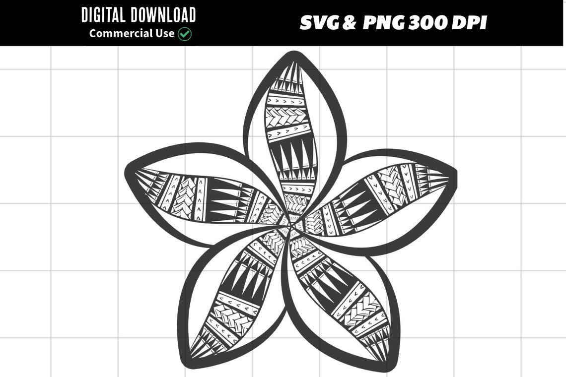 Plumeria Flower With Polynesian Tribal Pattern SVG and PNG Graphic ...