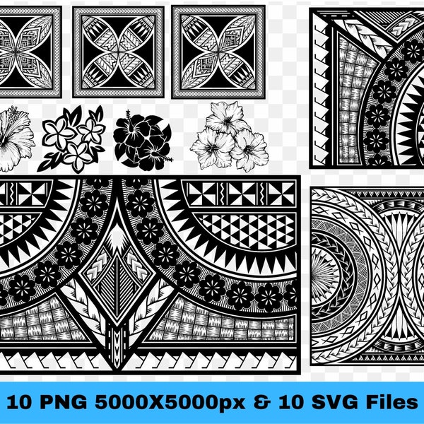 Mix Pacific Tribal Graphic Bundle |  Melanesian and Polynesian Tribal Patterns | Polynesian SVG and PNG Bundle