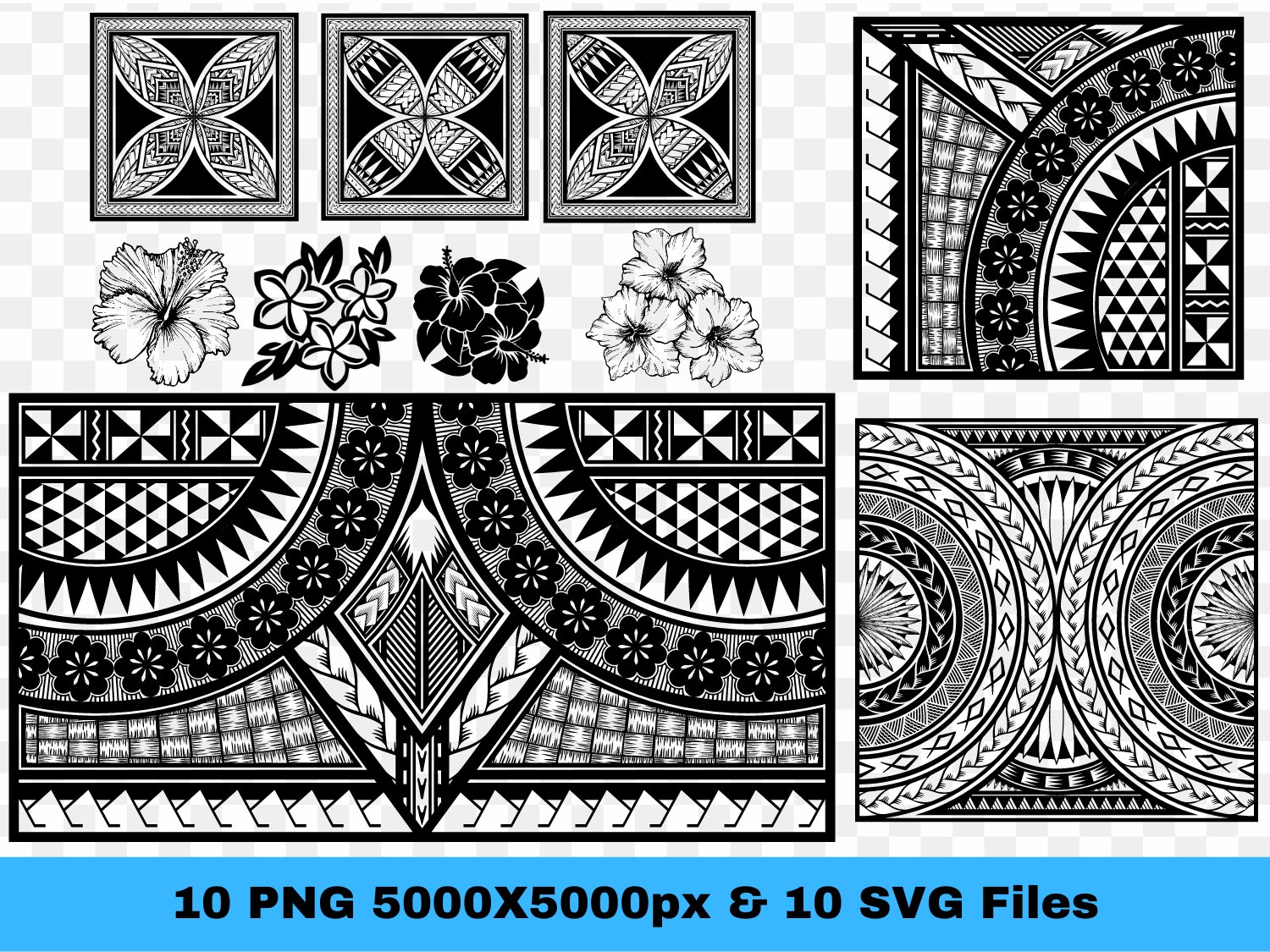 Mix Pacific Tribal Graphic Bundle |  Melanesian and Polynesian Tribal Patterns | Polynesian SVG and PNG Bundle