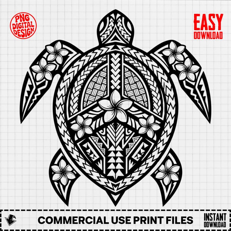 Polynesian Pattern Vector Turtle Polynesian Turtle Art - Etsy