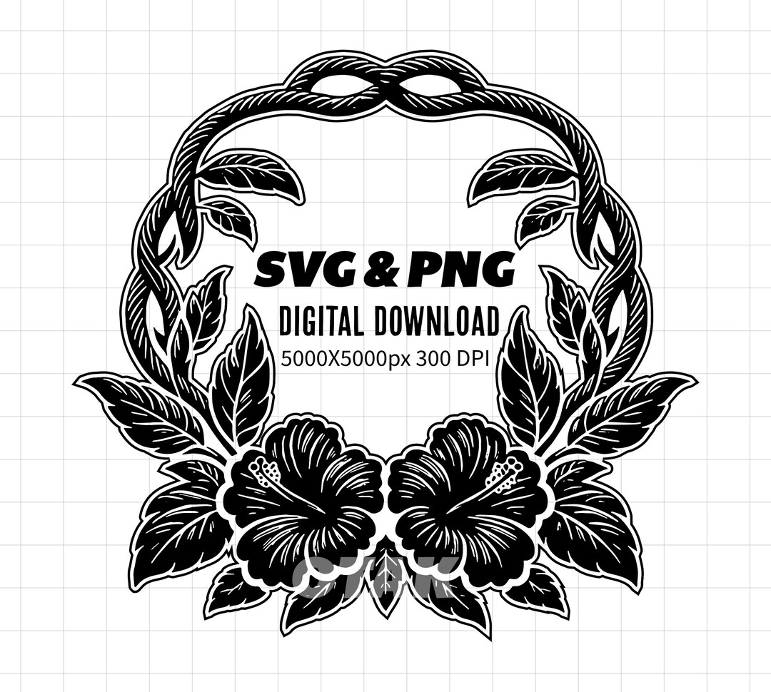 Polynesian Tribal Frame SVG & PNG | Hibiscus Flower Frame | Instant ...