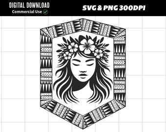 Polynesian Tribal Pattern Frame SVG and PNG Graphic | Digital File for Sublimation, Cricut, and Lightburn and more!
