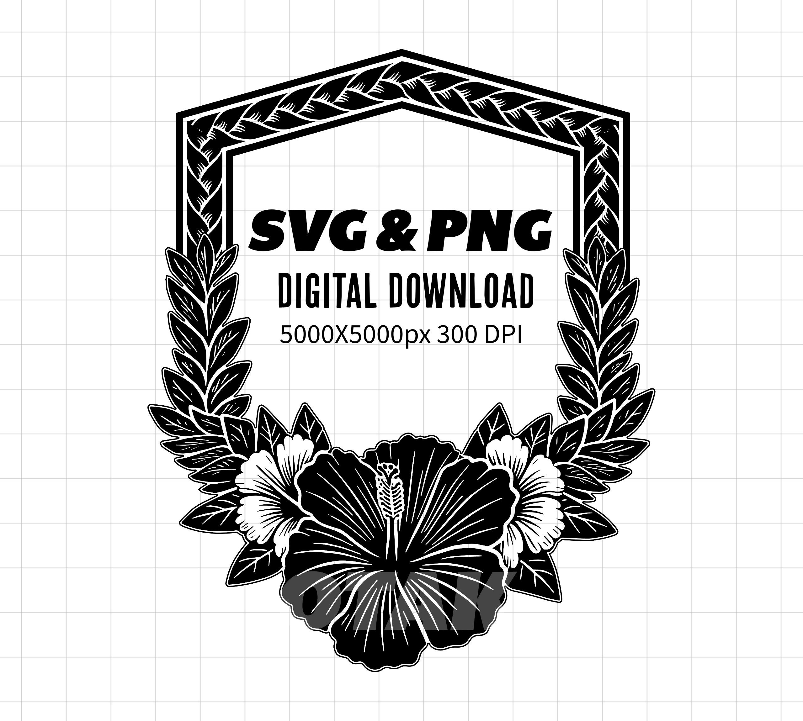 Polynesian Tribal Frame SVG & PNG | Hibiscus Flower Frame | Instant ...