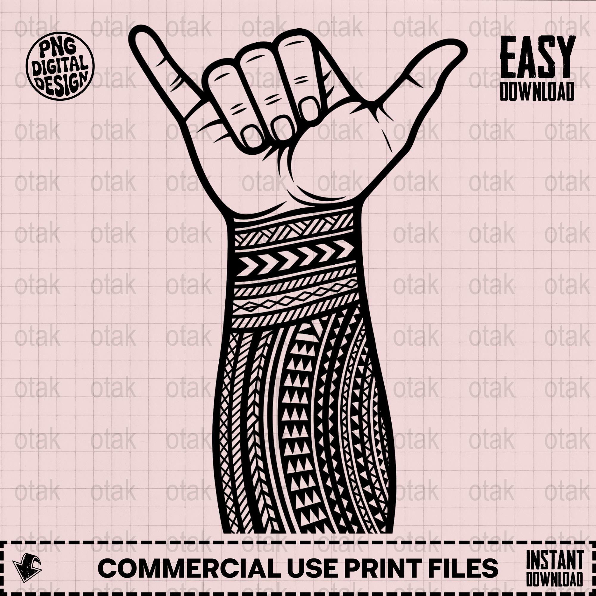 Shaka Sign SVG, Hawaiian Tribal Art, Pacific Islands Theme Digital
