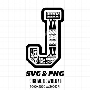 Polynesische stamletter "J" | Polynesisch stamalfabet | Polynesisch alfabet SVG en PNG