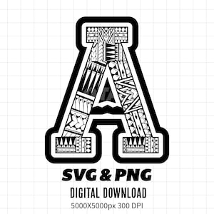 Polynesian Tribal Letter &quot;A&quot; | Polynesian Tribal Alphabet | Polynesian Alphabet SVG and PNG