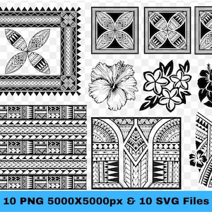 Polynesian Tribal Graphic Bundle |  Polynesian Tropical Elements | Polynesian SVG and PNG Bundle