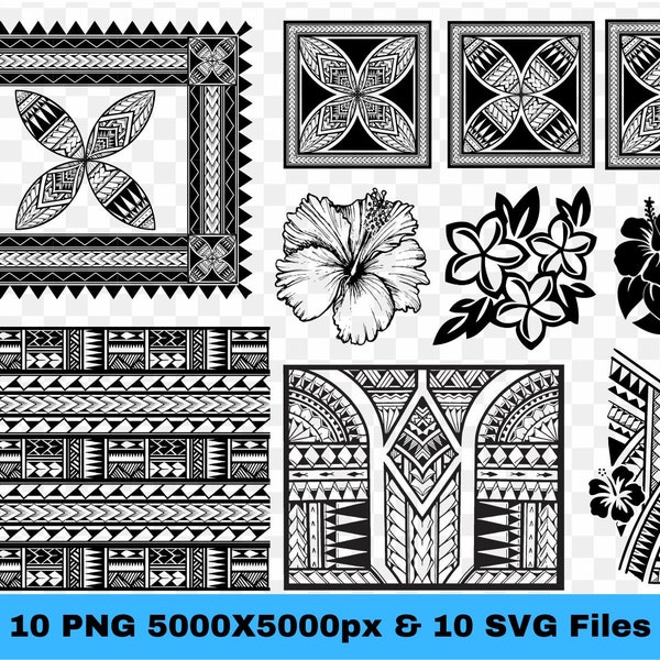 Polynesian Tribal Graphic Bundle |  Polynesian Tropical Elements | Polynesian SVG and PNG Bundle