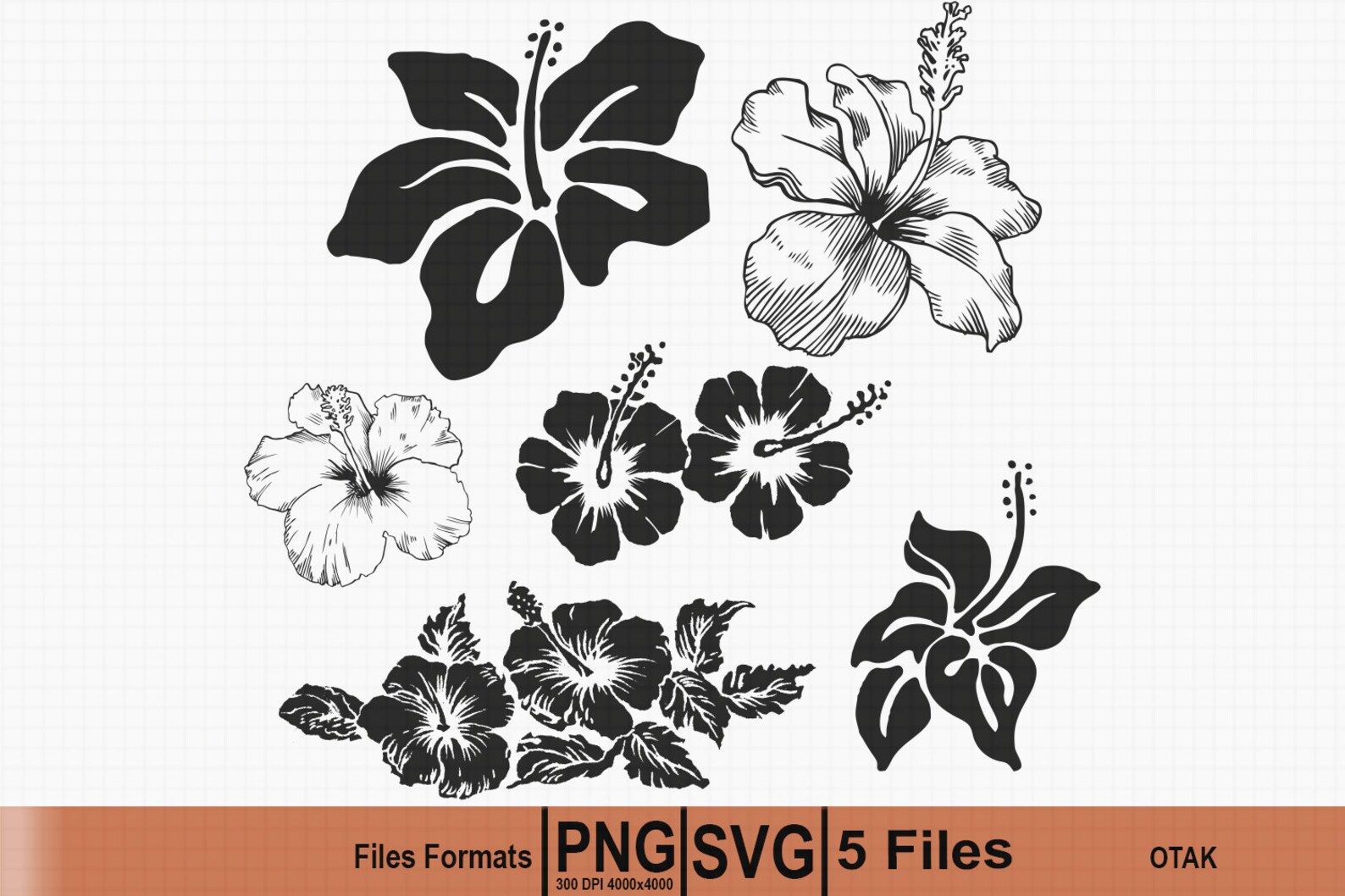 Hawaiian Flowers | Hibiscus Flowers SVG and PNG Graphic - Etsy