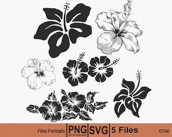 Hibiscus Flower With Parts Joined SVG PNG Digital Download - Etsy