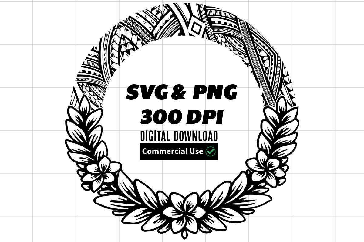 Polynesian Tribal Frame SVG & PNG Bundle | Plumeria and Hibiscus Flower ...
