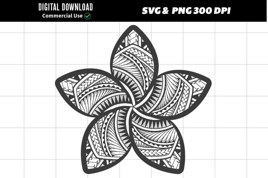 Plumeria Flower With Polynesian Tribal Pattern SVG and PNG Graphic ...