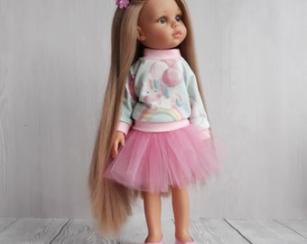 Outfit set 2in1 for doll Paola Reina 13 inch 32 cm, Set of  skirt, sweatshirt