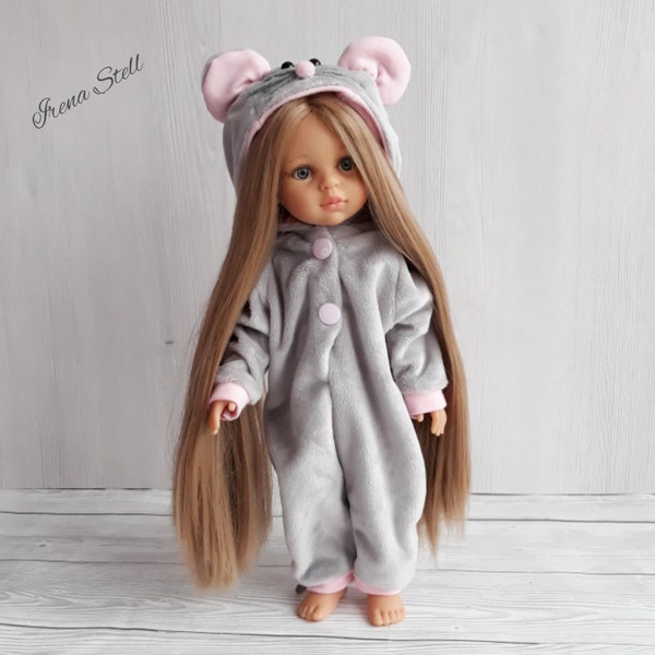 Doll Kigurumi Pajamas Jumpsuit Mouse, Outfit For doll Paola Reina 32 cm 13 inch