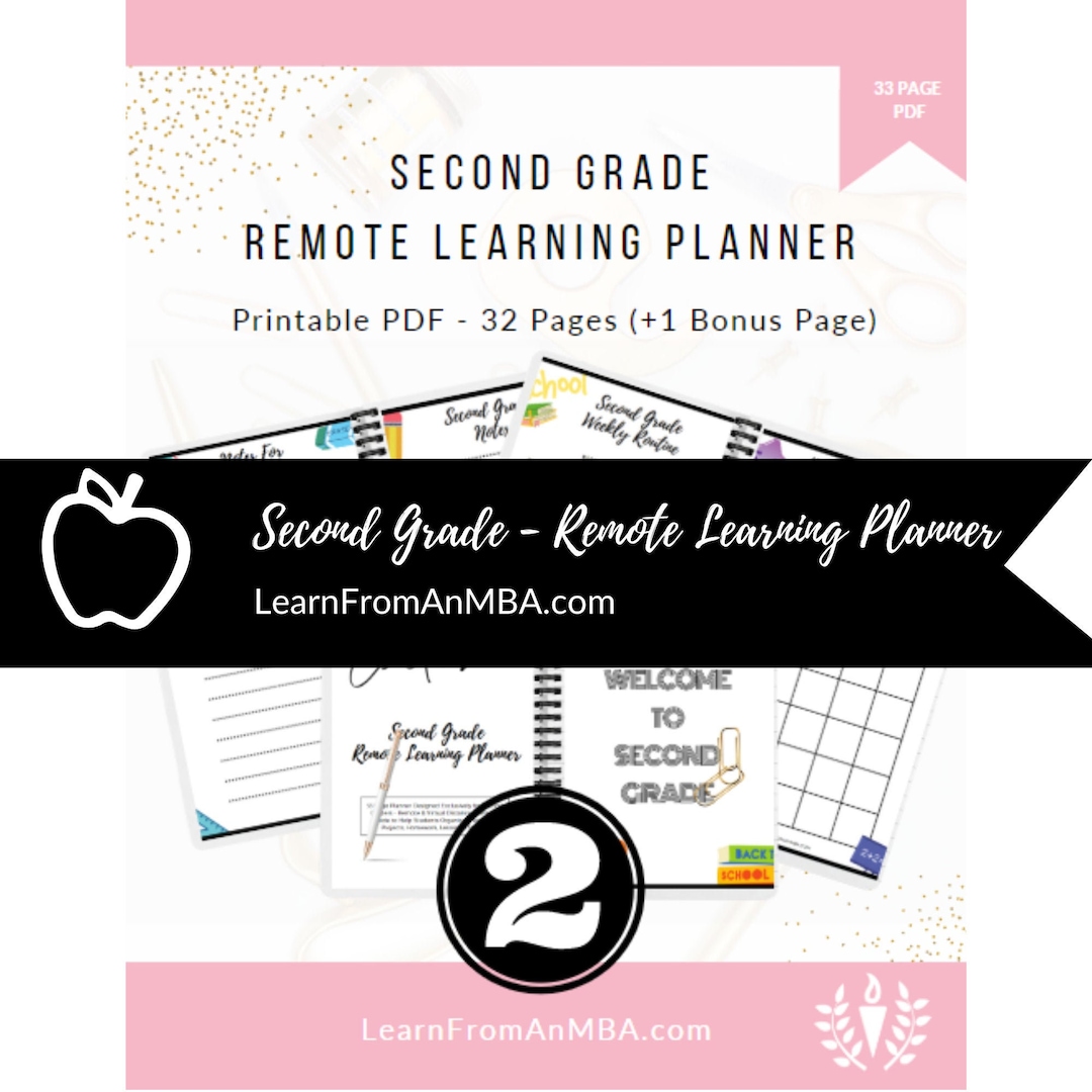 Second Grade Remote Learning Planner – School Themed Colorful Guide to ...