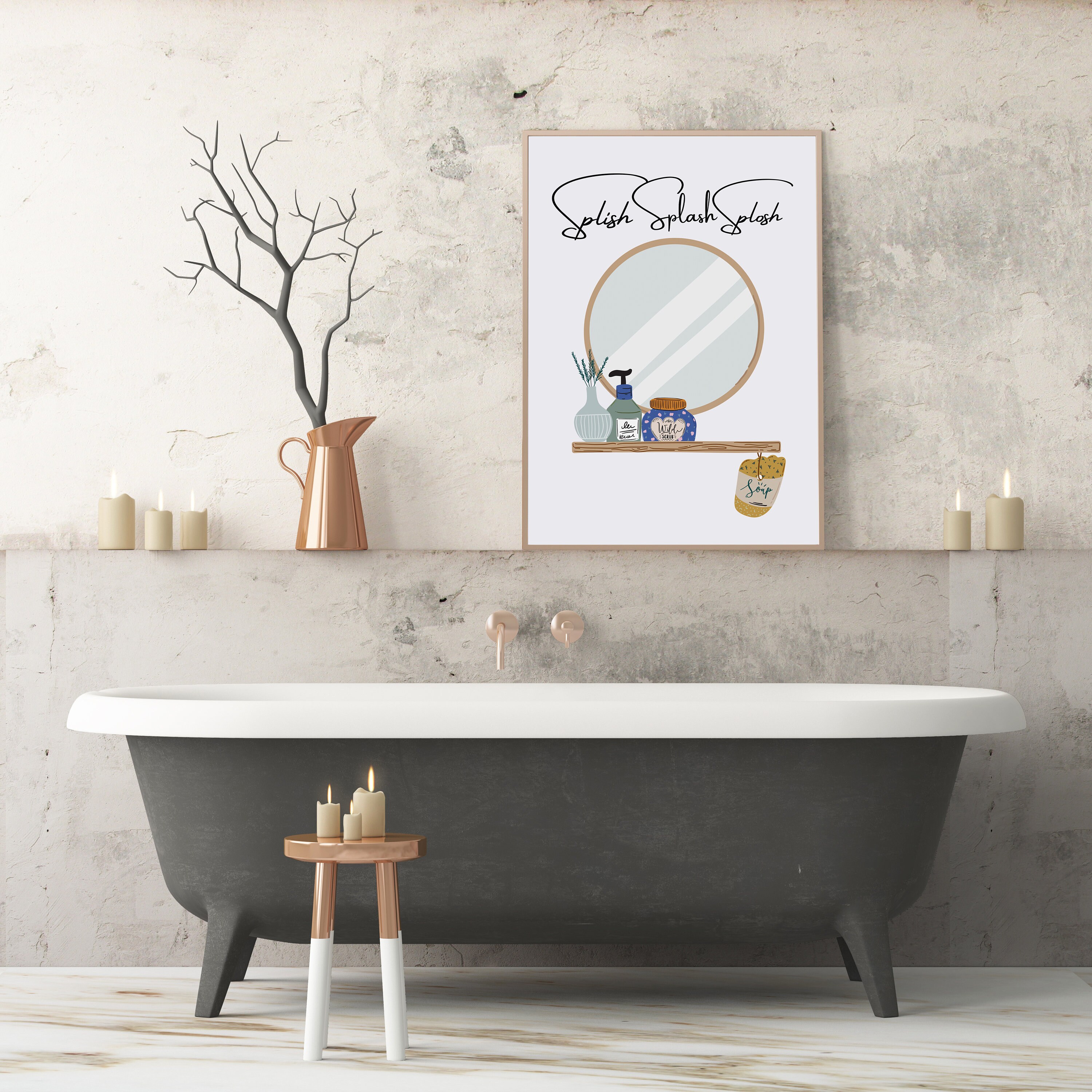 Splish Splash Splosh digital art print wall art bohemian cozy Etsy