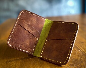 Genuine Leather Brown Bifold Credit Card/ID Wallet Set Handmade in India Genuine Leather Brown Bifold Credit Card/ID Wallet Set Handmade in India