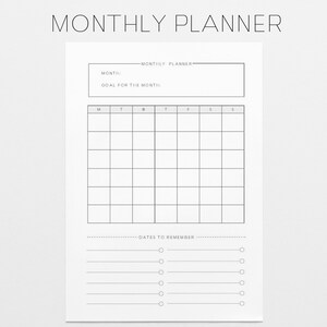 MONTHLY PLANNER, CALENDER, monthly, planner, calender, organised, schedule, organise, monthly diary, printable, digital download,