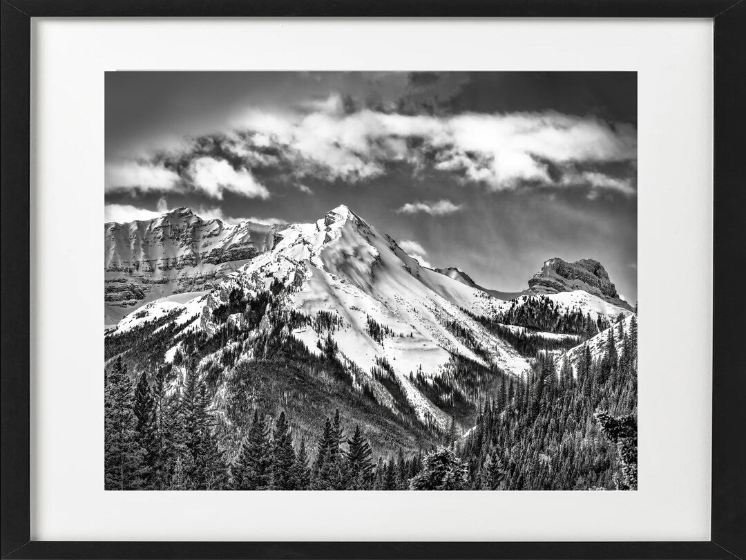 Canadian Rockies Winter Mountain Print: Black and White Landscape ...