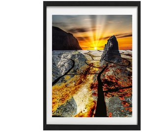 Abstract Sunrise Landscape Art Print: Event Horizon Desert Decor (Digital Download)