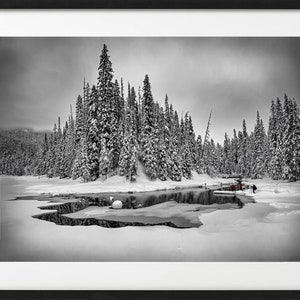 Lake, Frozen, Canadian, Snow, Winter, Banff, Black & White, Landscape, Nature, Digital Download, Wall Art, Poster, Decor, Printable, Artwork