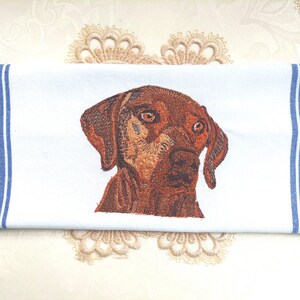 Embroidered Towel - German Shorthair Pointer Dog Embroidery on Cotton Tea Hand Towel - Please Promote Animal Rescue!