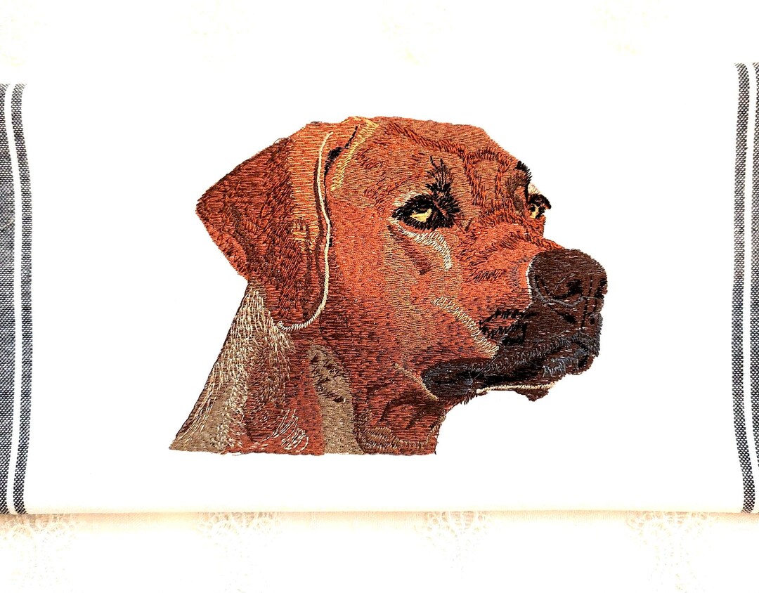Rhodesian Ridgeback Embroidery on White Black Cotton Tea Hand Towel ...