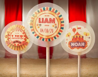 Circus Custom Lollipops - 10 SUCETTES MINIMUM