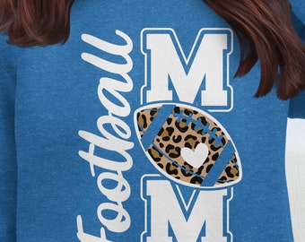 Leopard Print Football Mom Sweatshirt, Football Mom Gift Game Day Outfit, Proud Football Mom Spirit Wear, Leopard Football Mom Apparel