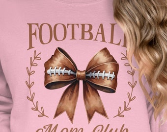 Croquette Style Football Mom Club Sweatshirt, Football Retro Croquette Bow, Perfect Gift for Football Mom or Mama, Football Mom Apparel
