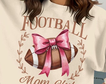 Croquette Style Football Mom Club Sweatshirt, Football with Retro Croquette Bow, Perfect Gift for Football Mom or Mama, Football Mom Apparel