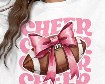 Cheer Sweatshirt with Retro Croquette Bow Football | Cute Game Day Outfit | Perfect Cheerleader Gift | Vintage Style | Cozy Fall Fashion