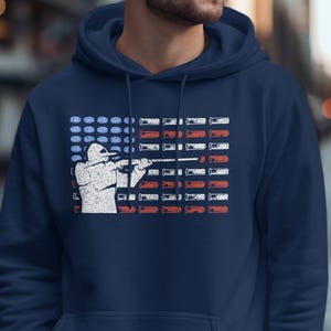 Trap Shooting Hoodie, Skeet Shooting Hoodie, American Flag Hoodie, Shotgun Shell Hoodie, Patriotic Hoodie for Shooters imagen 5
