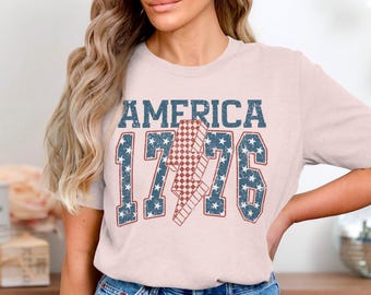 Retro Vintage Y2k America 1776 4th of July Tshirt | Lightning tee for USA 250 Birthday with Distressed Flag