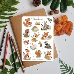 Autumn stickers, Autumn sticker sheet, Bullet journal stickers, Autumn stickers, October stickers, Forest animals