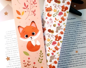 Fall Bookmark, Fox Bookmark, Kawaii Bookmark, Cute Bookmark, Illustrated Bookmark, Autumn Bookmark