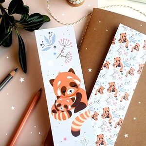 Marque page panda roux, Marque page hiver, Marque page Kawaii, Marque page mignon, Marque page illustré, Signet panda roux