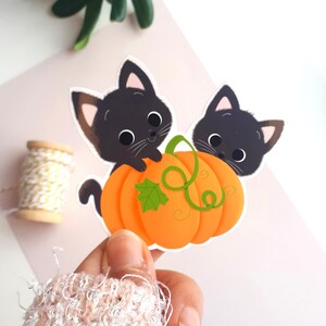 Sticker vinyle chat citrouille, Autocollant chat, Autocollant vinyle citrouille, Sticker vinyle kawaii, Autocollant vinyle halloween