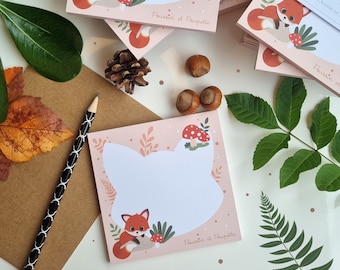 Fox Square Notepad, Cute Notepad, Kawaii Notepad, Fox Notepad