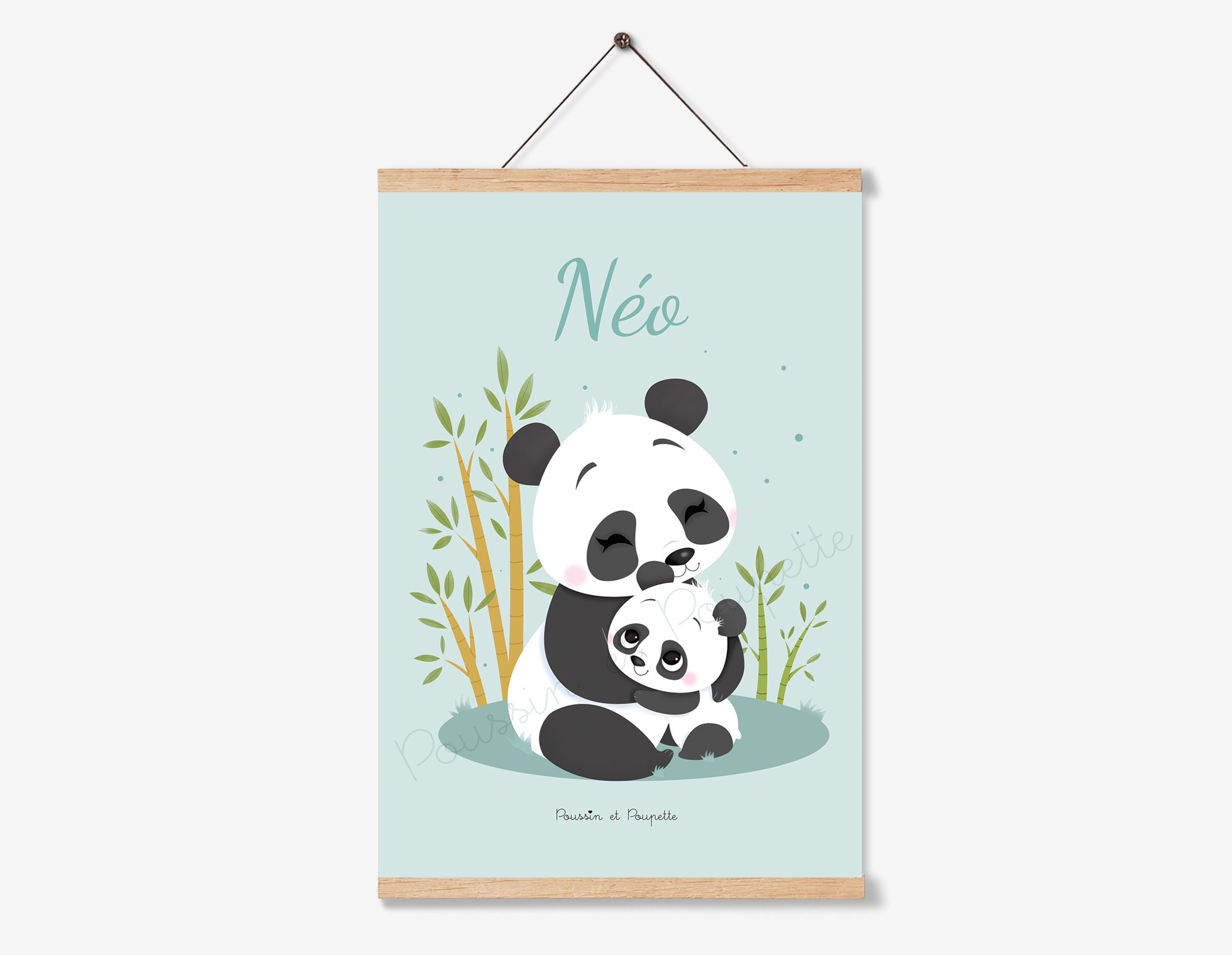 Affiche Panda, Affiche Chambre Bébé, Affiche Personnalisable, Affiche Enfant, Idée Cadeau Naissance,