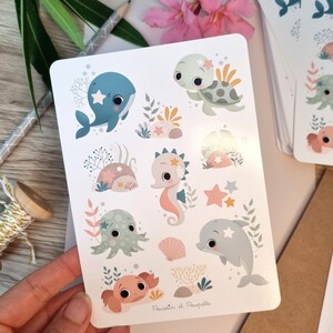 Carte océan, Carte mer, Cartes de vœux, Cartes animaux marins, Cartes kawaii, Cartes de vœux ilustrée image 2