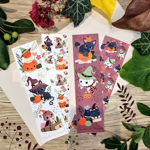 Autumn Bookmark, Halloween Bookmark, Kawaii Bookmark, Cute Bookmark, Illustrated Bookmark