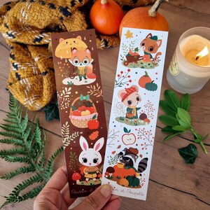 Marque page Automne, Marque page Renard, Marque page Kawaii, Marque page mignon, Marque page illustré, Animaux forêt