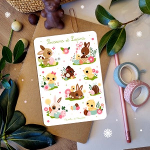 Stickers printemps, Feuille stickers Pâques, Stickers bullet journal, Stickers planner, Autocollants printemps, Stickers kawaii Pâques