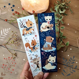 Winter bookmark, Kawaii bookmark, Cute bookmark, Illustrated bookmark, Christmas stationery